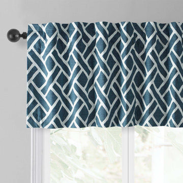 Martinique Blue Printed Cotton Window Valance - HalfPriceDrapes.com