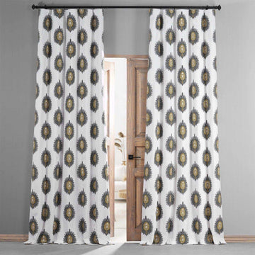 Mayan Teal Printed Cotton Hotel Blackout Curtain