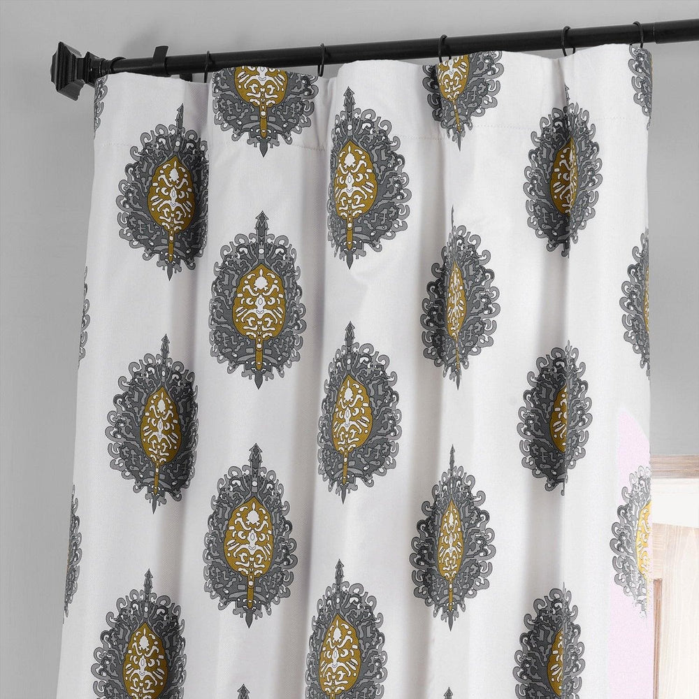 Mayan Teal Printed Cotton Hotel Blackout Curtain