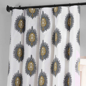 Mayan Teal Printed Cotton Hotel Blackout Curtain