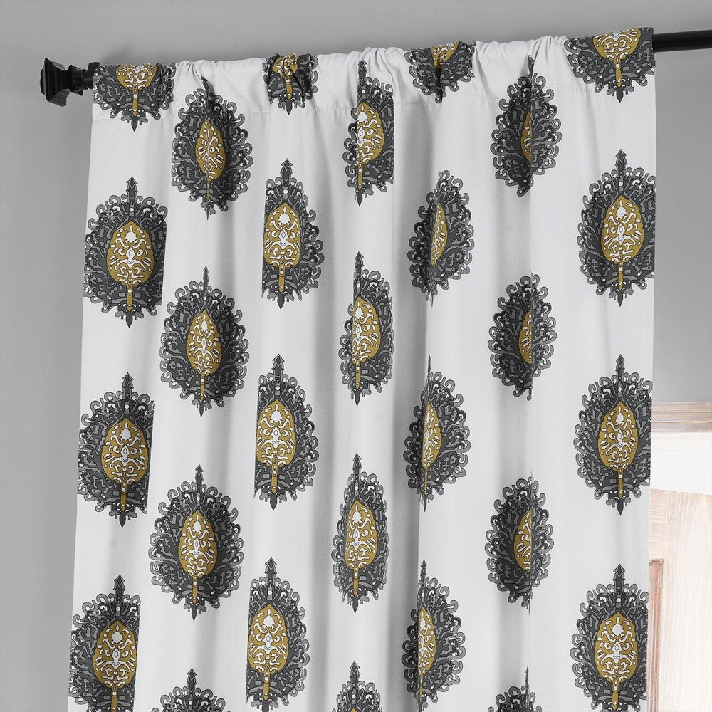 Mayan Teal Printed Cotton Hotel Blackout Curtain