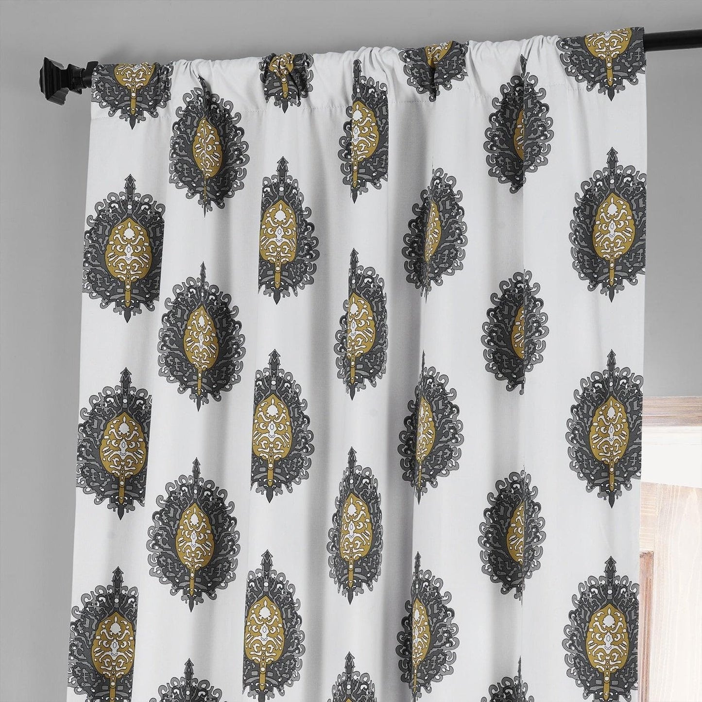 Mayan Teal Printed Cotton Hotel Blackout Curtain