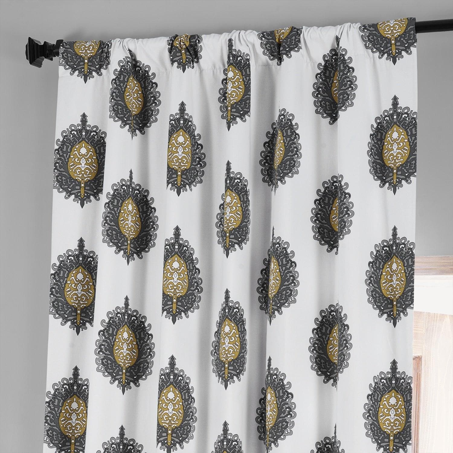 Mayan Teal Printed Cotton Hotel Blackout Curtain