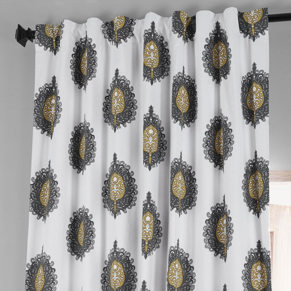 Mayan Teal Printed Cotton Hotel Blackout Curtain