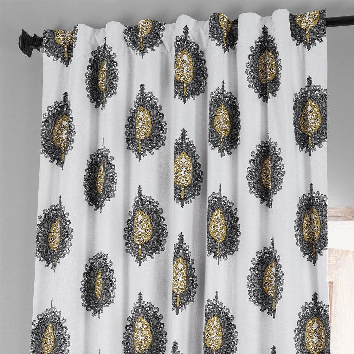 Mayan Teal Printed Cotton Hotel Blackout Curtain