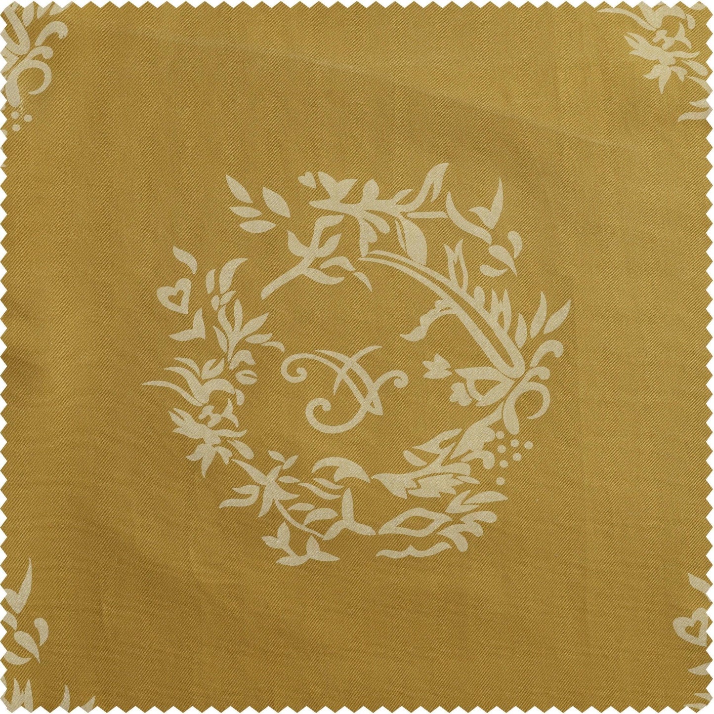 Isles Mustard Printed Cotton Swatch - HalfPriceDrapes.com