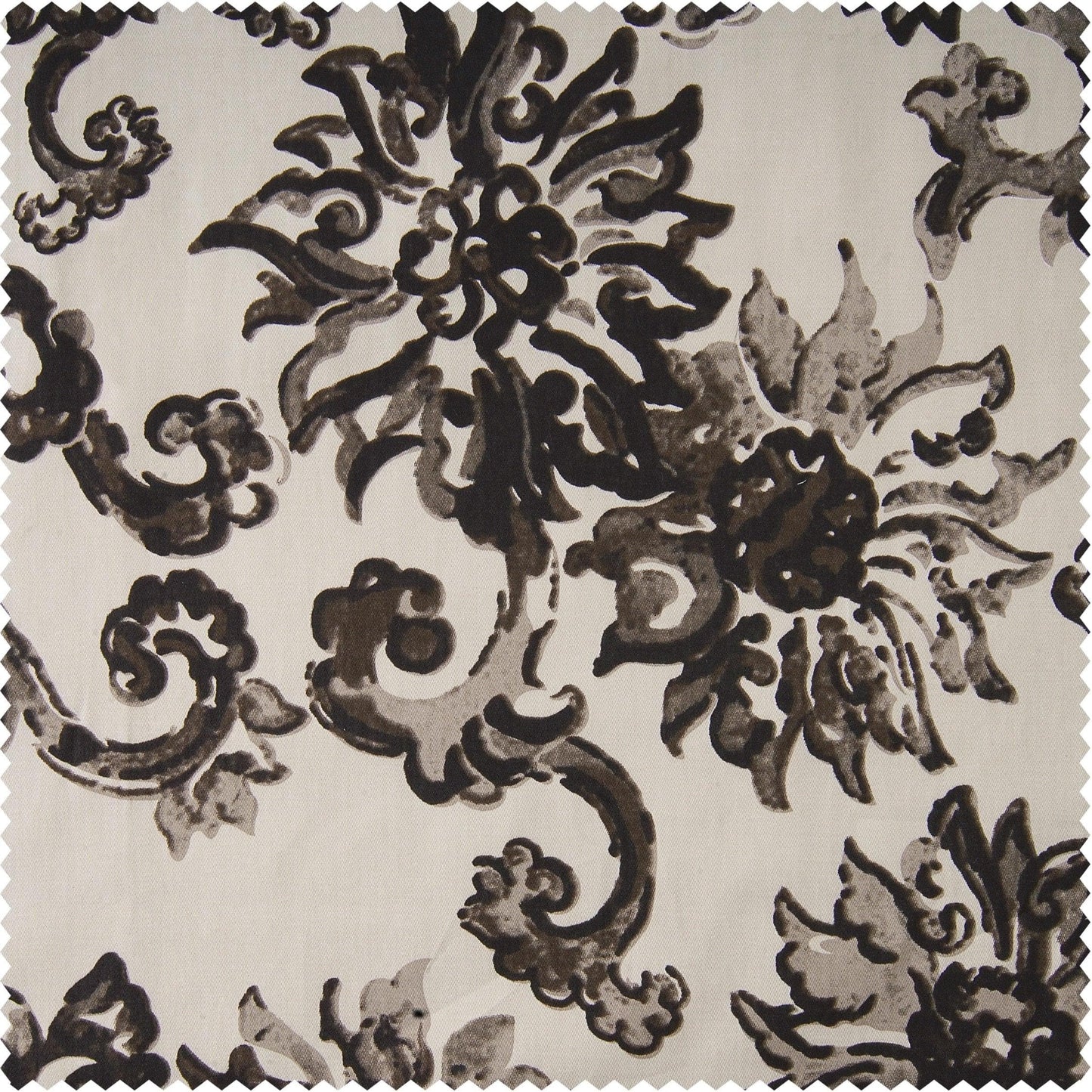 Indonesian Brown Printed Cotton Hotel Blackout Swatch - HalfPriceDrapes.com