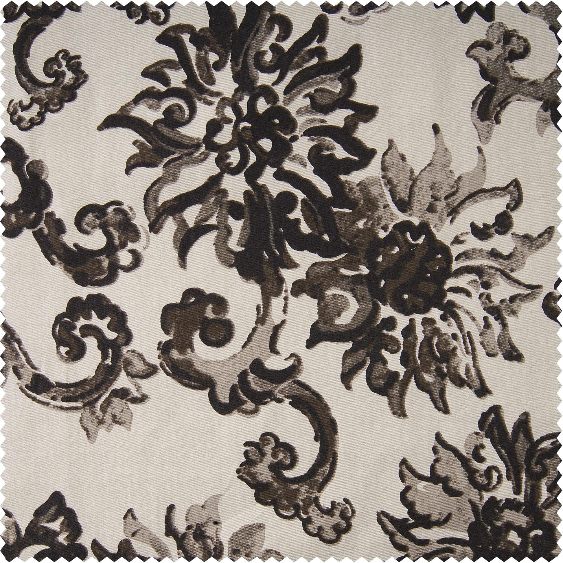 Indonesian Brown Printed Cotton Hotel Blackout Swatch - HalfPriceDrapes.com