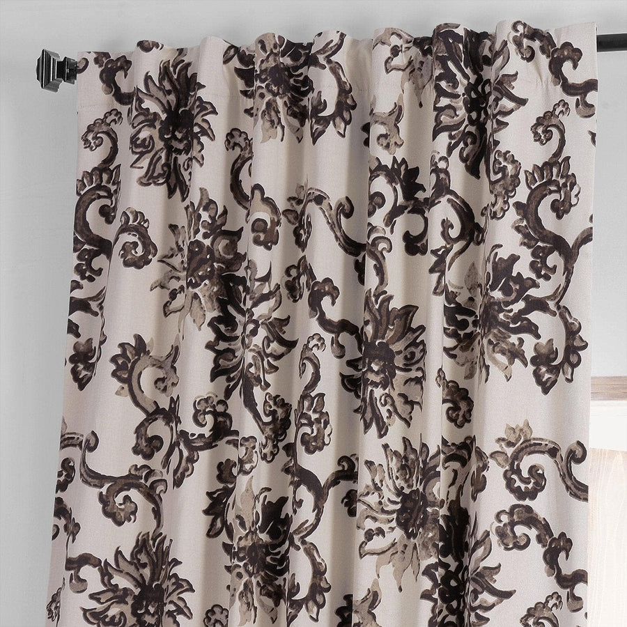Indonesian Brown Printed Cotton Hotel Blackout Curtain