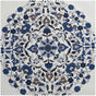 Kerala Blue Emblem Printed Cotton Hotel Blackout Swatch