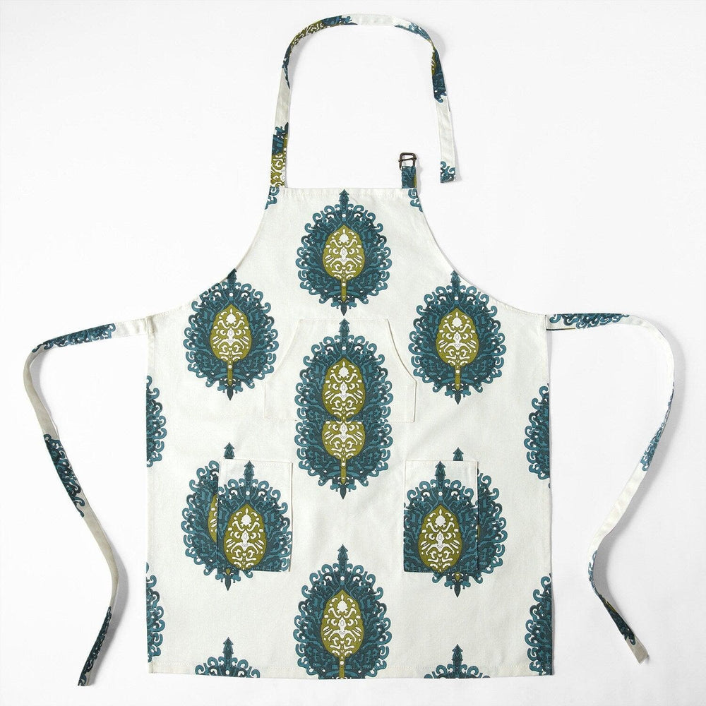 Mayan Teal Printed Cotton Apron - HalfPriceDrapes.com