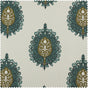 Mayan Teal Emblem Printed Cotton Window Valance