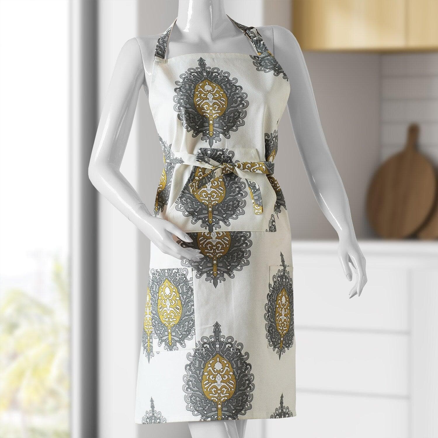 Mayan Gold Printed Cotton Apron - HalfPriceDrapes.com