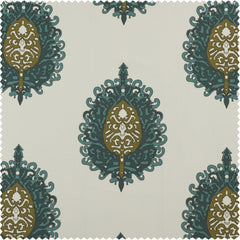 Mayan Teal Printed Cotton Tie-Up Window Shade