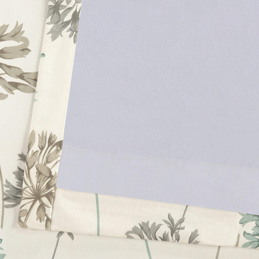 Allium Blue Grey Printed Cotton Curtain