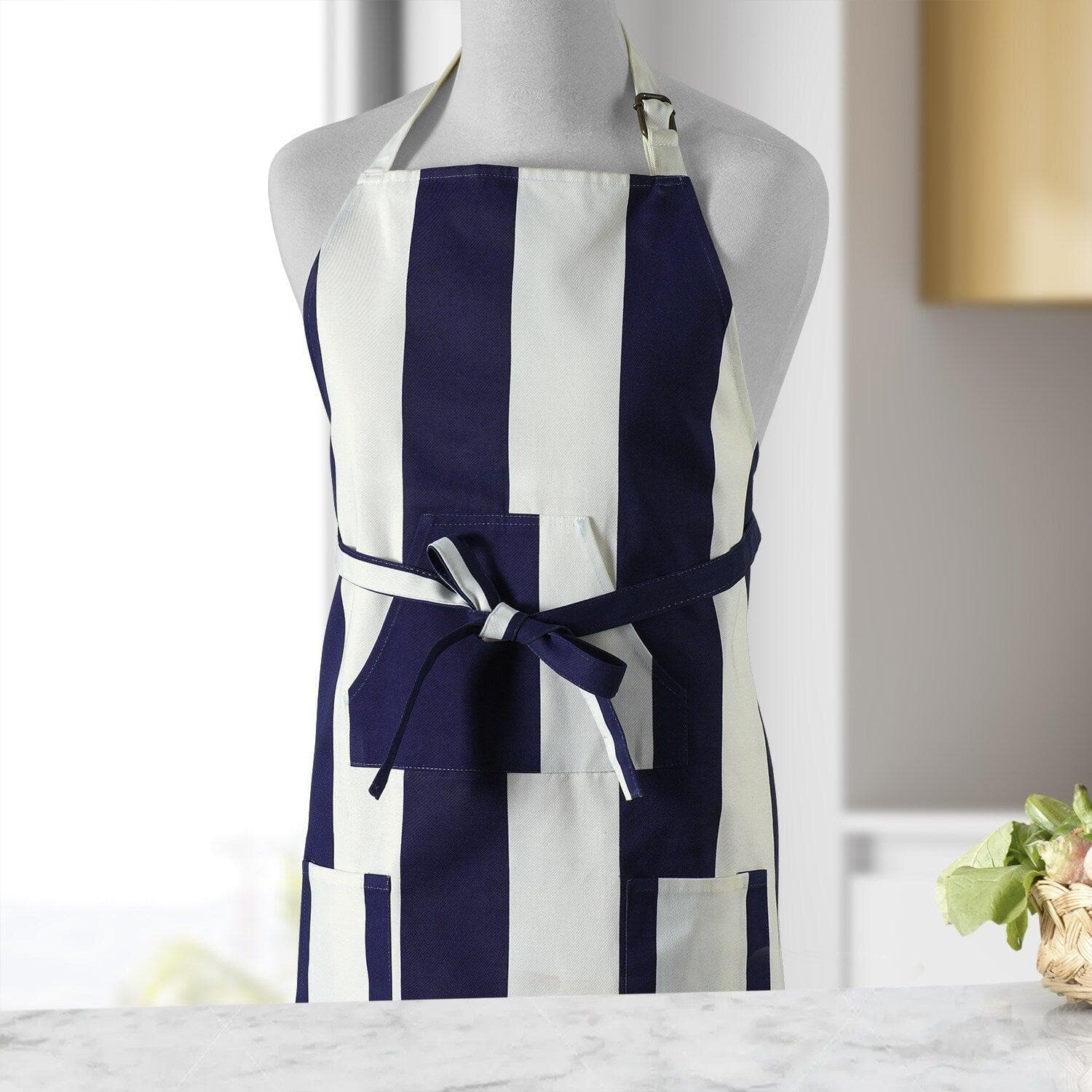 Cabana Navy Printed Cotton Apron - HalfPriceDrapes.com