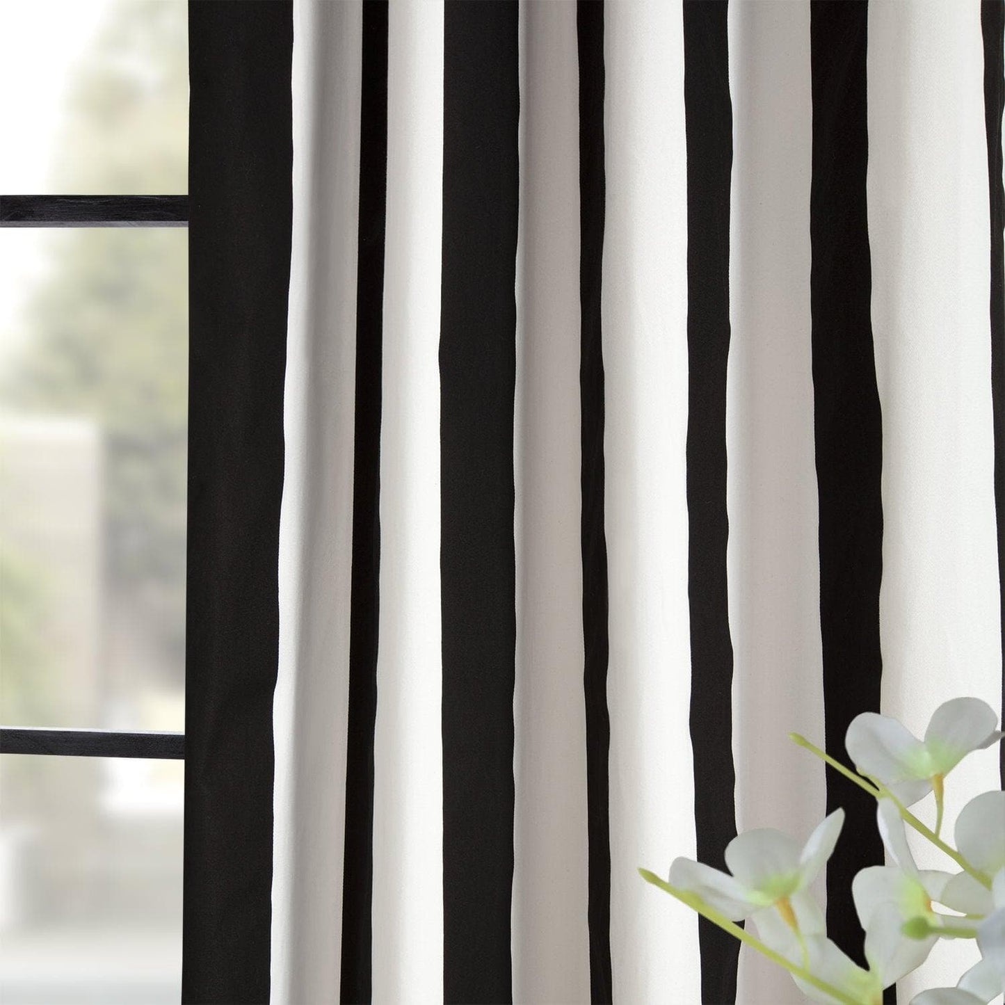 Cabana Black Grommet Printed Cotton Curtain - HalfPriceDrapes.com