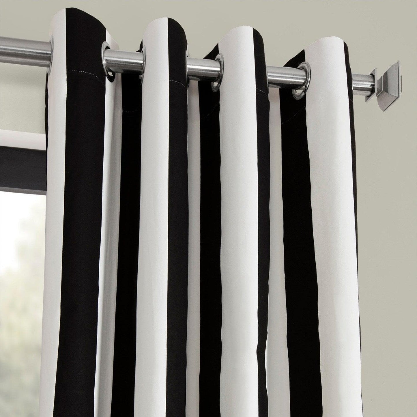 Cabana Black Grommet Printed Cotton Curtain