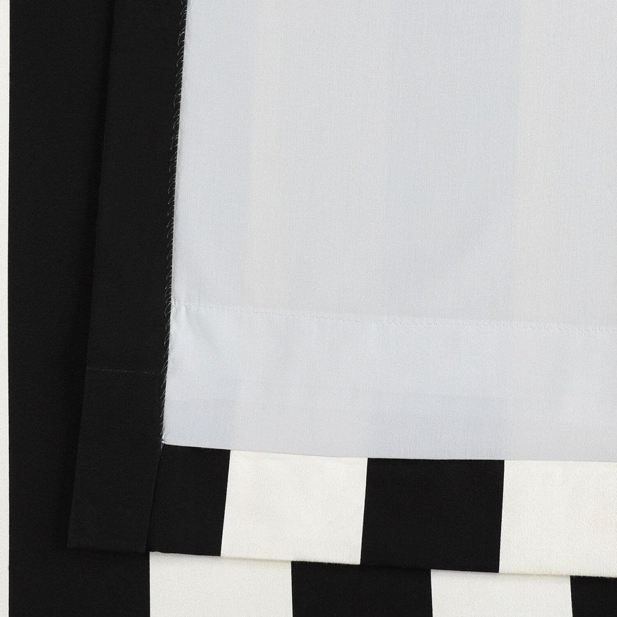 Cabana Black Grommet Printed Cotton Curtain