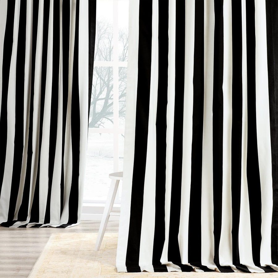 Cabana Black Printed Cotton Custom Curtain - HalfPriceDrapes.com
