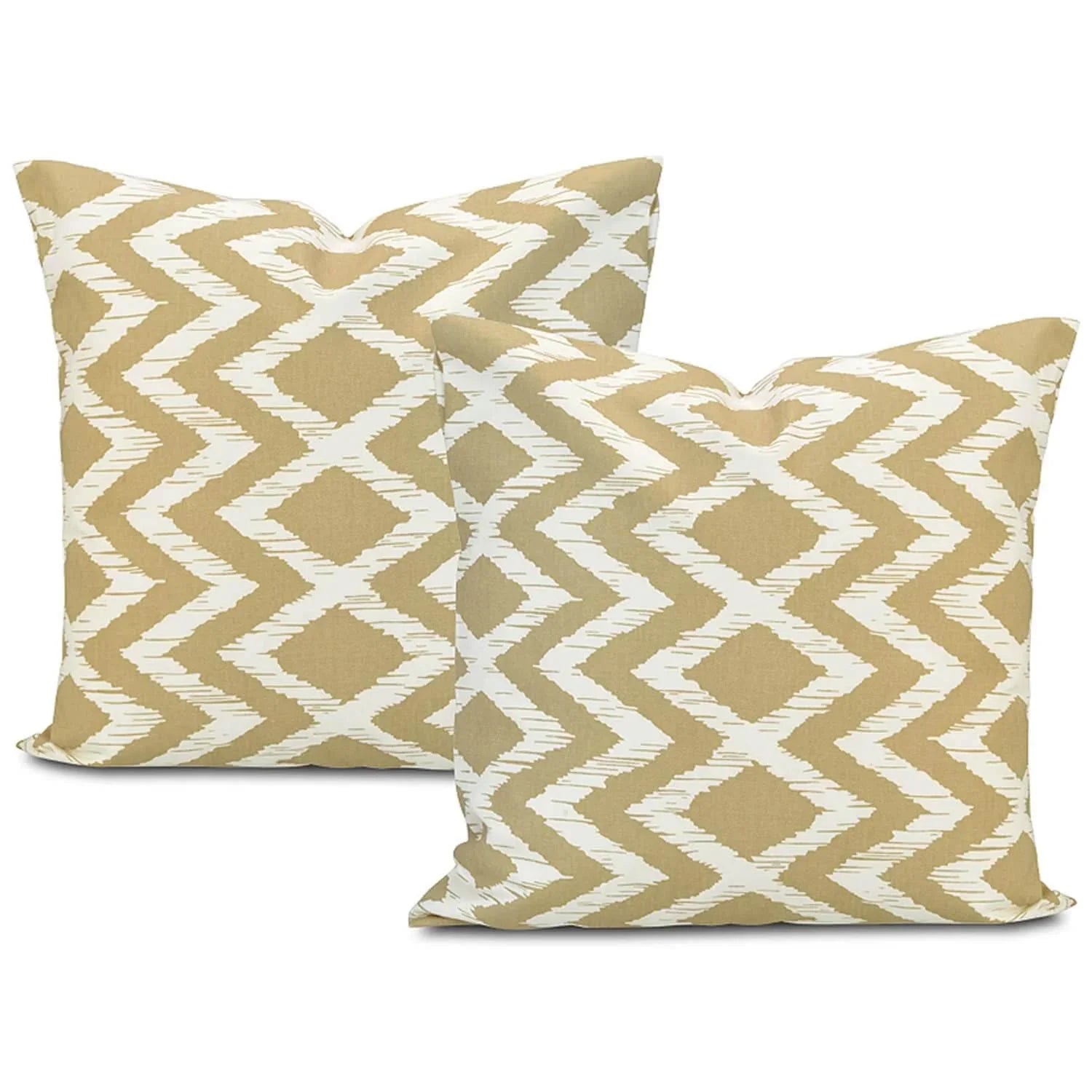 Palu Tan Printed Cotton Cushion Covers - Pair (2 pcs.)