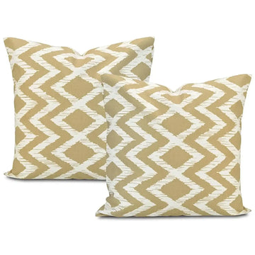 Palu Tan Printed Cotton Cushion Covers - Pair (2 pcs.)