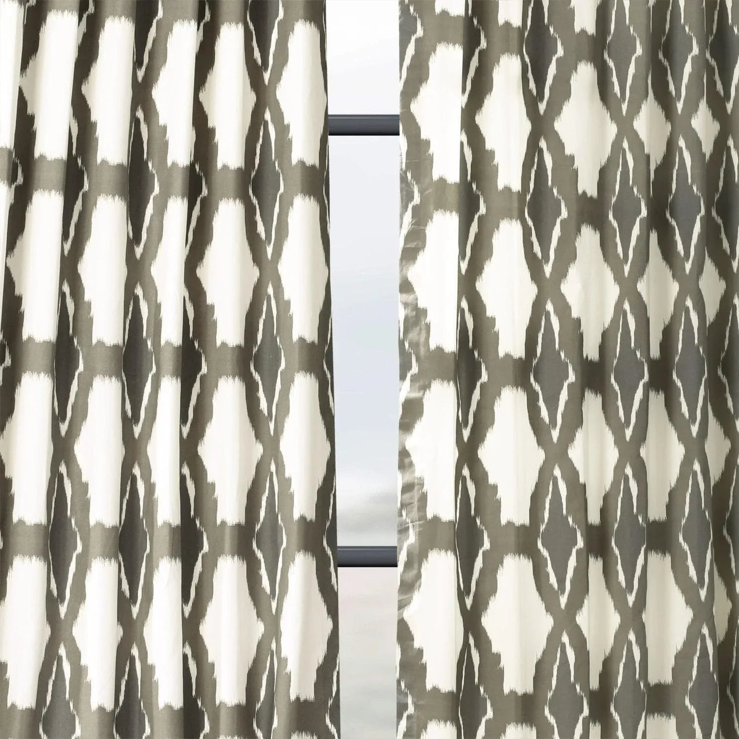 Sorong Beige Printed Cotton Custom Curtain - HalfPriceDrapes.com
