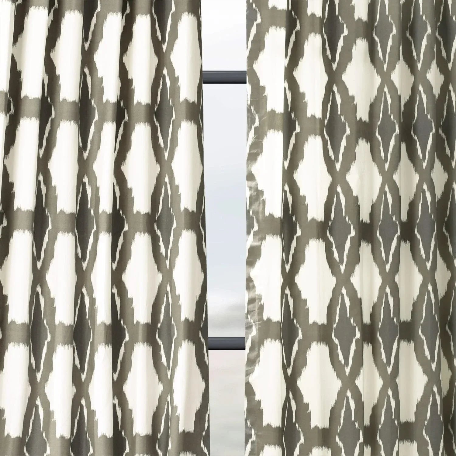 Sorong Beige Printed Cotton Custom Curtain - HalfPriceDrapes.com