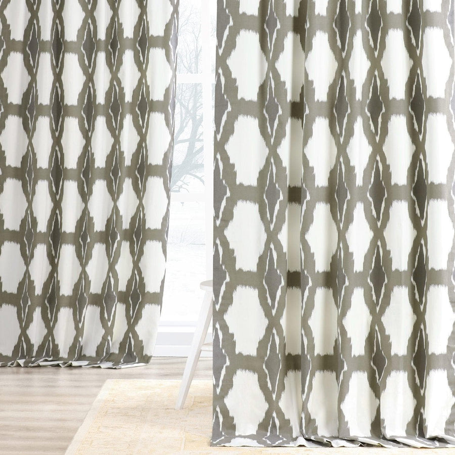 Sorong Beige Printed Cotton Curtain - HalfPriceDrapes.com