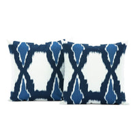 Sorong Royal Blue Printed Cotton Cushion Covers - Pair (2 pcs.)