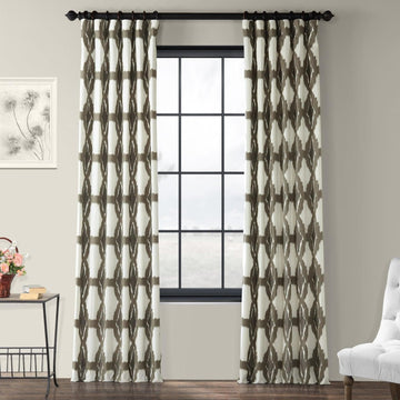 Sorong Beige Geometric Printed Cotton Room Darkening Curtain