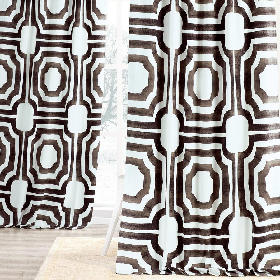 Mecca Brown Printed Cotton Curtain - HalfPriceDrapes.com