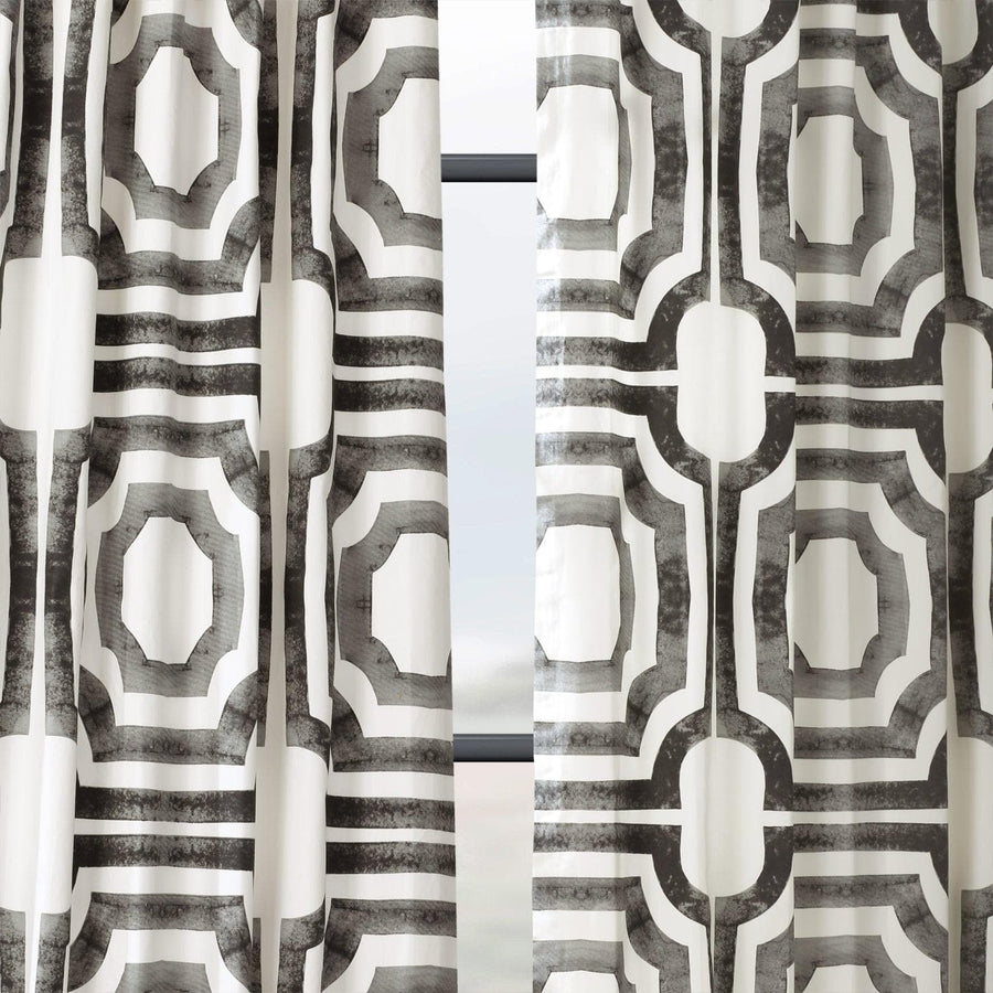 Mecca Steel Printed Cotton Custom Curtain - HalfPriceDrapes.com