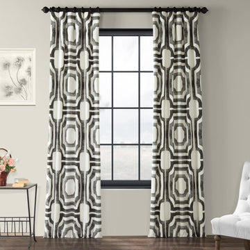 Mecca Steel Geometric Printed Cotton Room Darkening Curtain