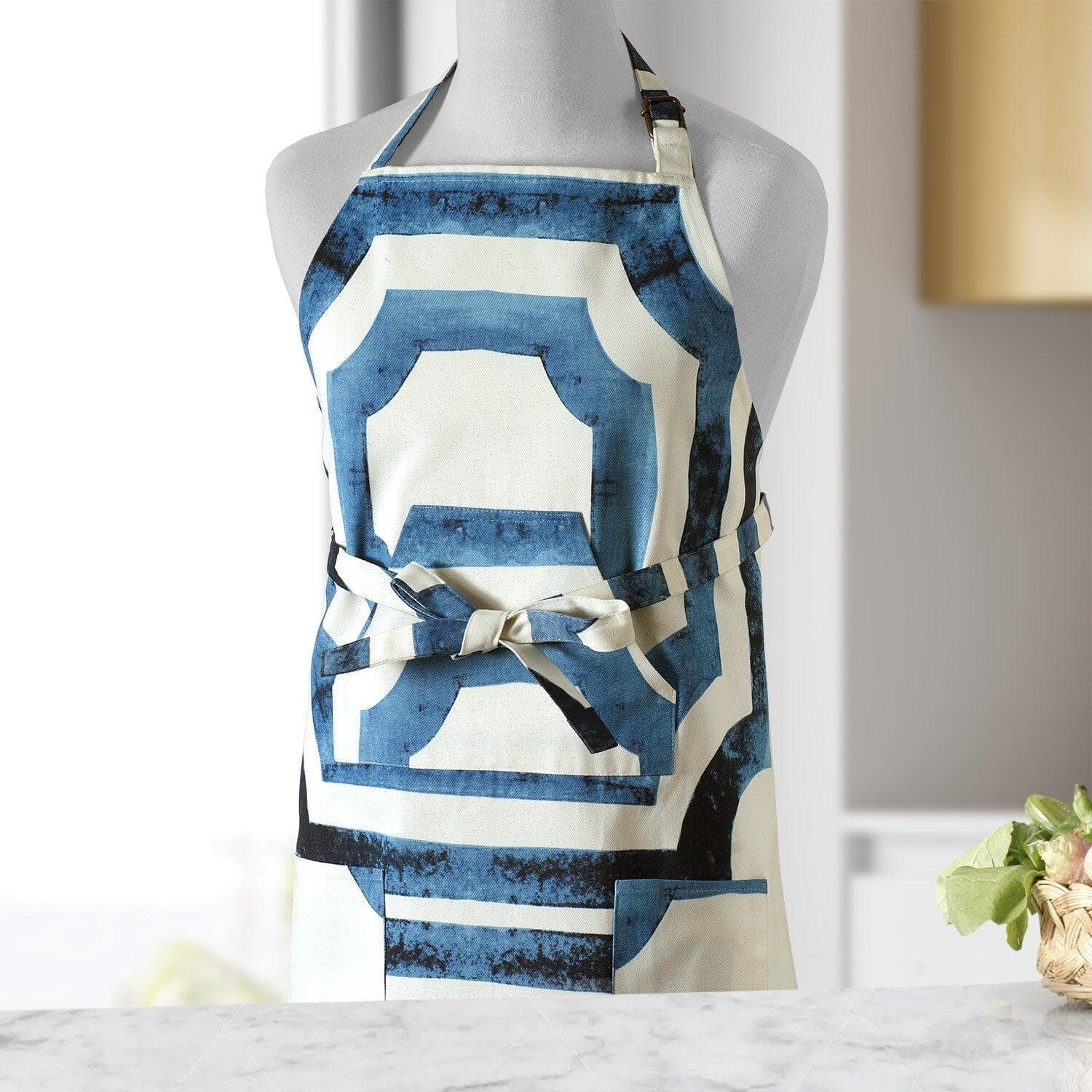 Mecca Blue Printed Cotton Apron - HalfPriceDrapes.com