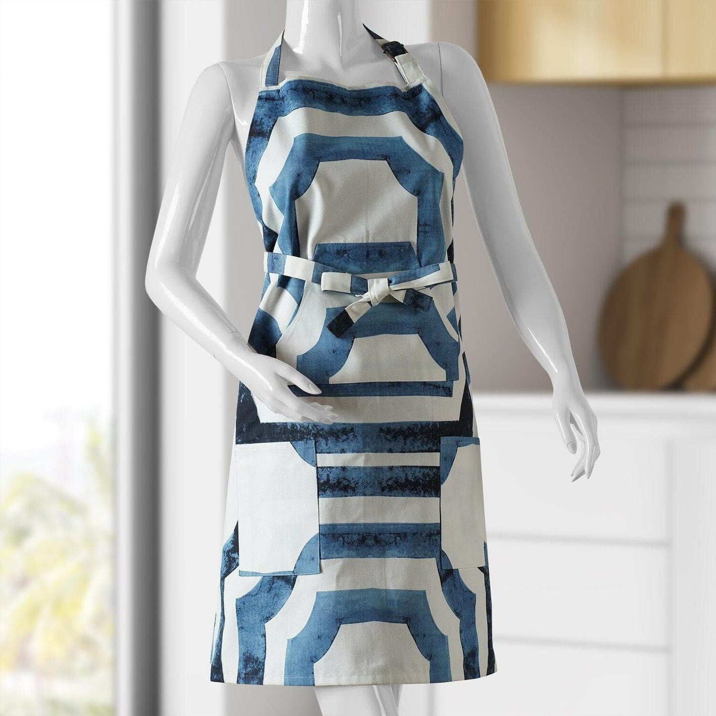 Mecca Blue Printed Cotton Apron - HalfPriceDrapes.com