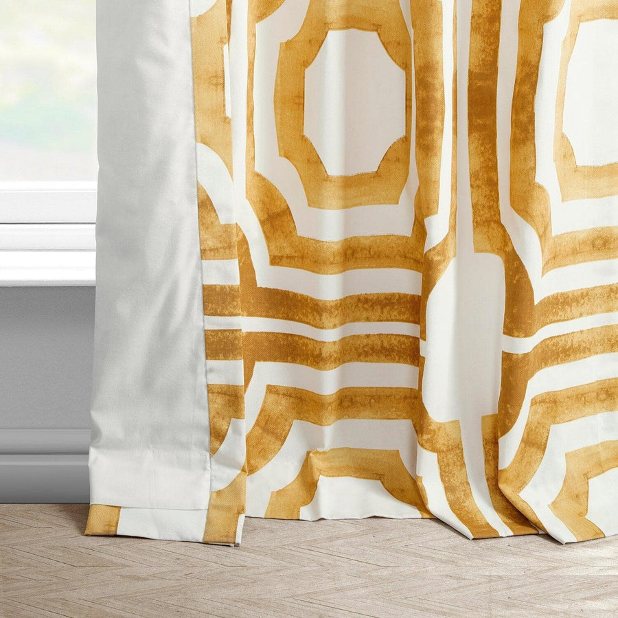 Mecca Gold French Pleat Printed Cotton Curtain