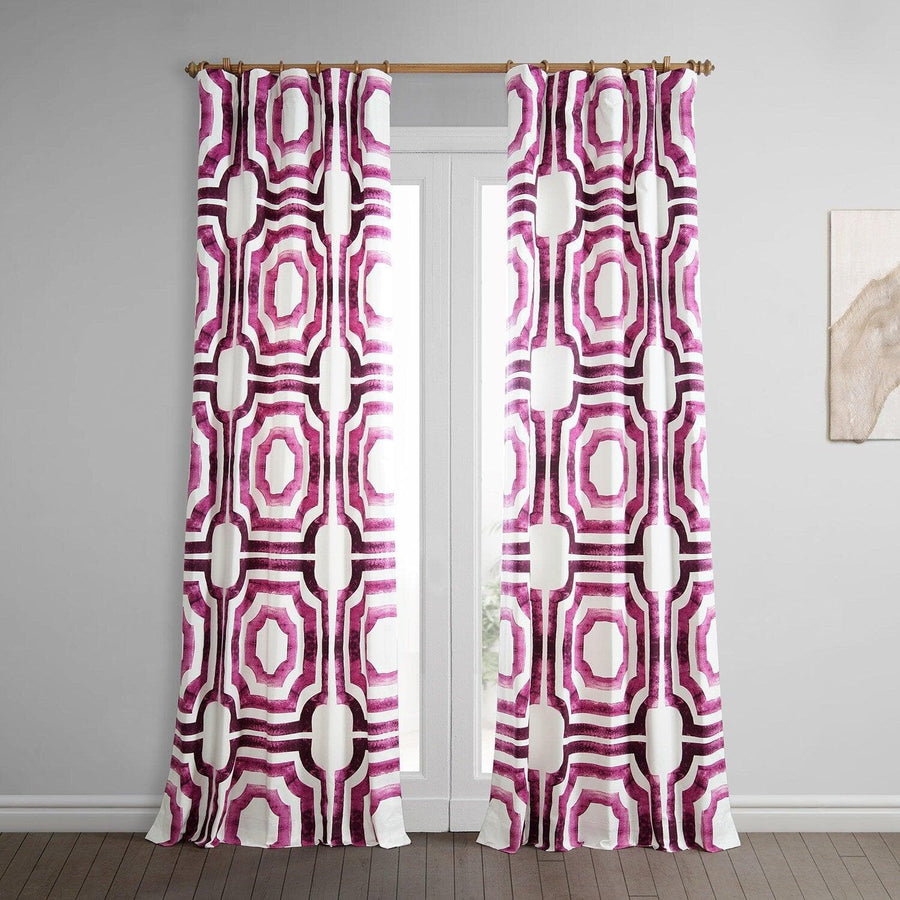 Mecca Pink Printed Cotton Curtain
