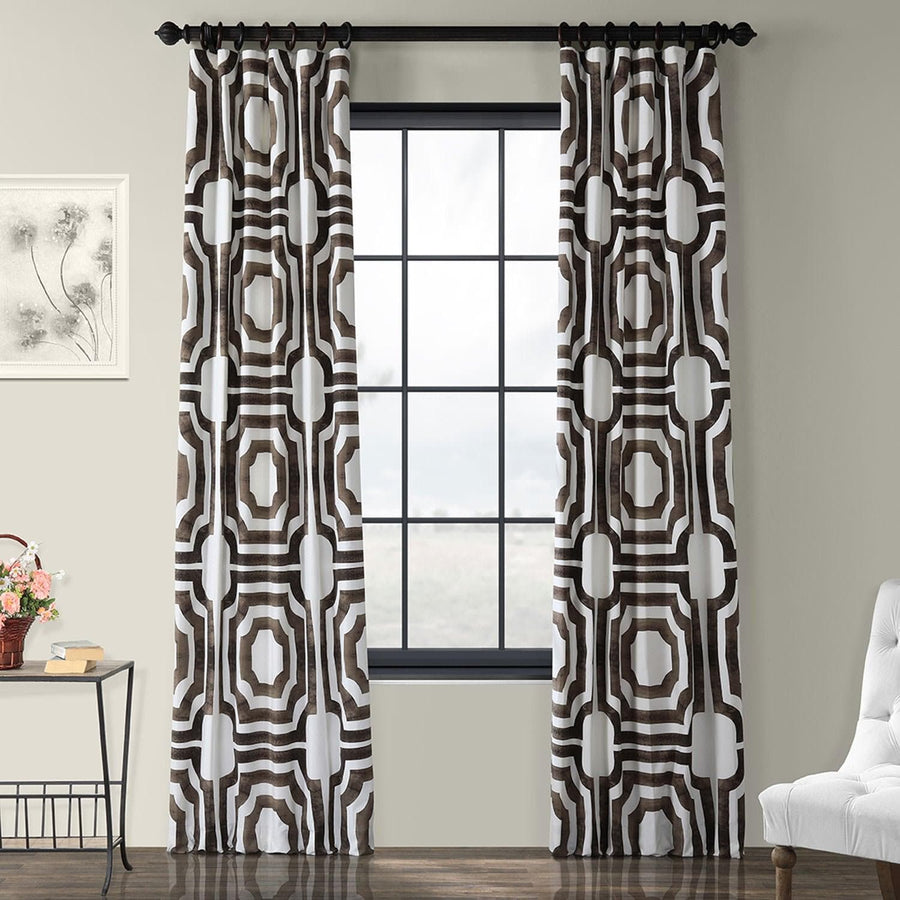 Mecca Brown Printed Cotton Curtain