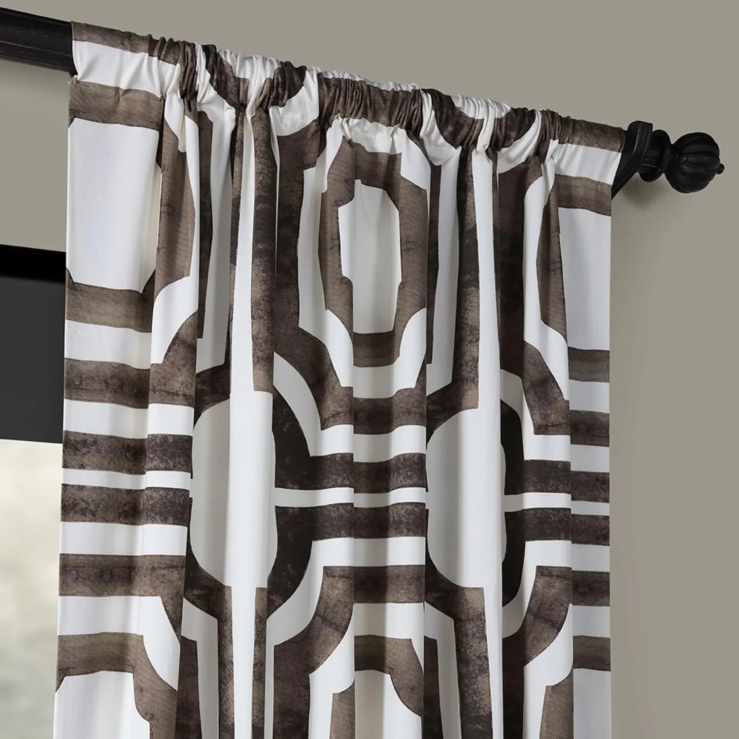 Mecca Brown Printed Cotton Curtain