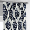 Ikat Blue French Pleat Printed Cotton Curtain