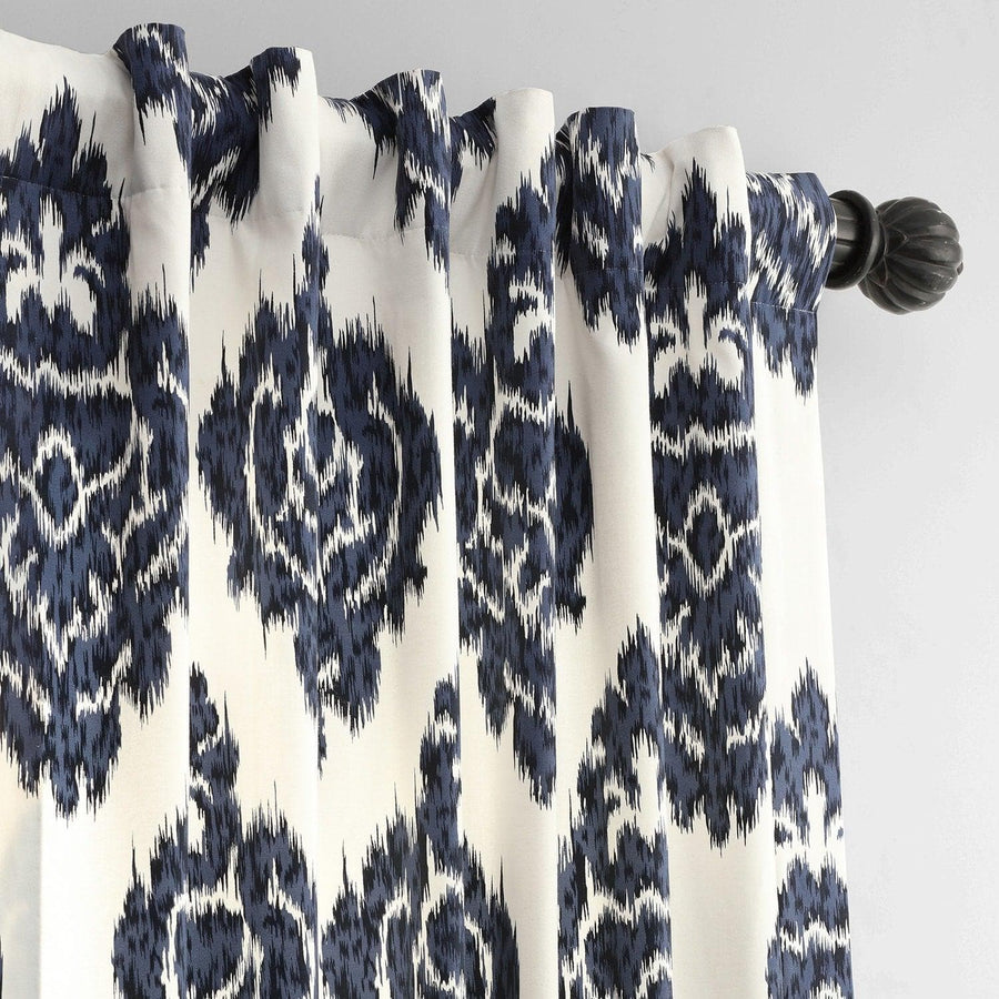 Ikat Blue Printed Cotton Curtain