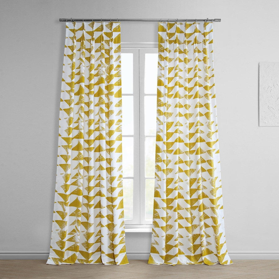 Triad Gold French Pleat Printed Cotton Curtain