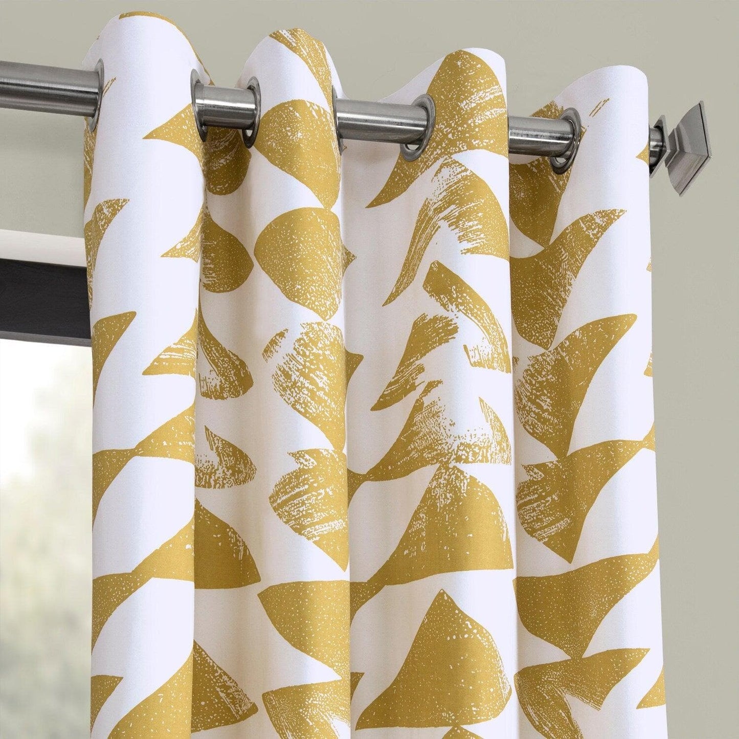 Triad Gold Grommet Printed Cotton Curtain