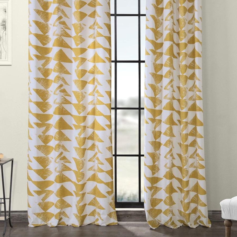 Triad Gold Grommet Printed Cotton Curtain