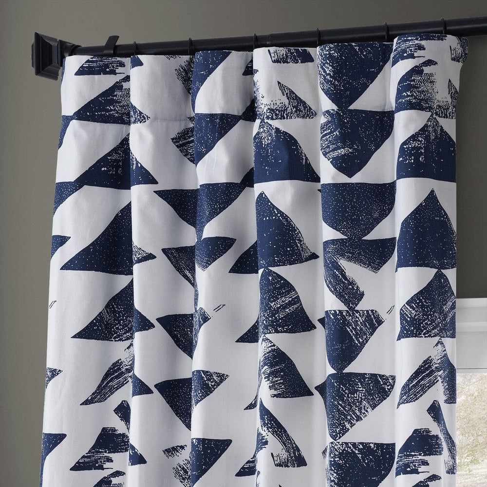 Triad Indigo Printed Cotton Curtain