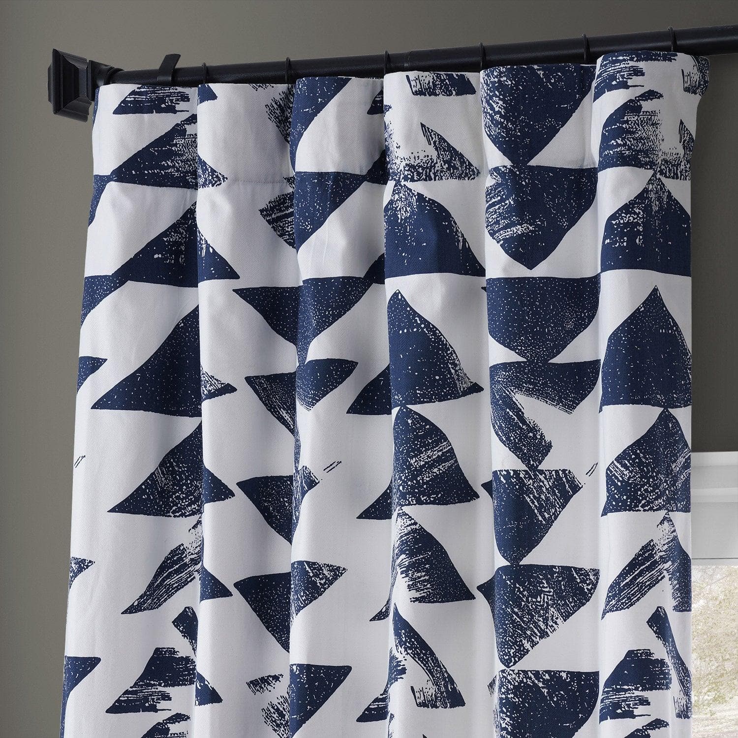 Triad Indigo Printed Cotton Curtain