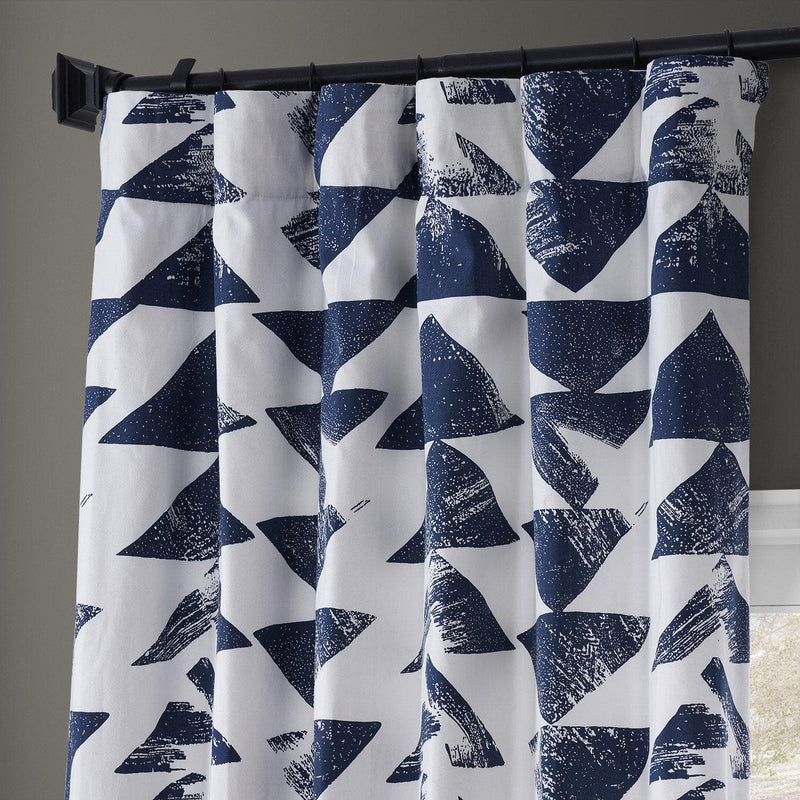 Triad Indigo Printed Cotton Curtain