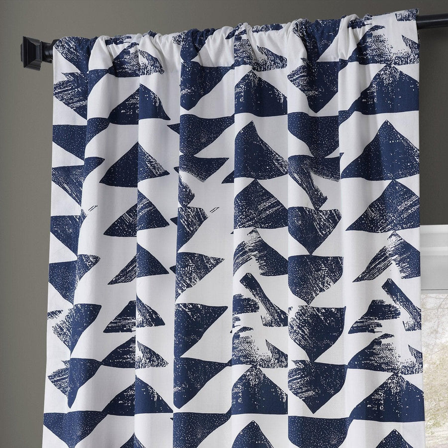 Triad Indigo Printed Cotton Curtain