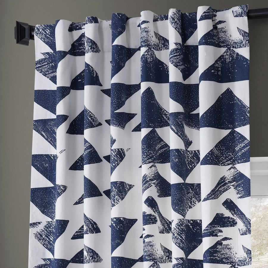 Triad Indigo Printed Cotton Curtain